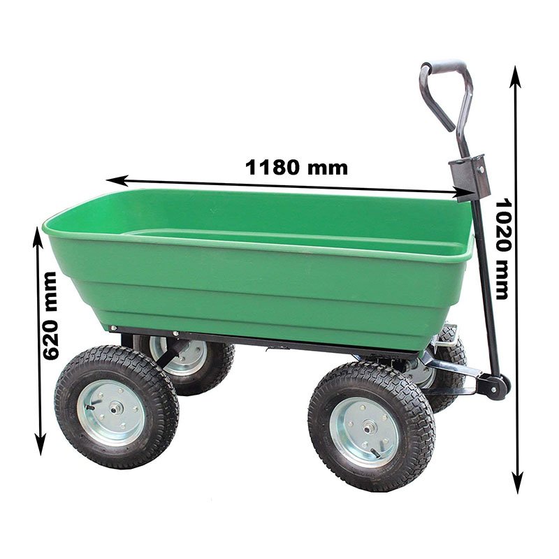 Garden Cart Heavy Duty 4 Wheel Trolley Dump Wheelbarrow Tipping Truck Trailer-TC2135
