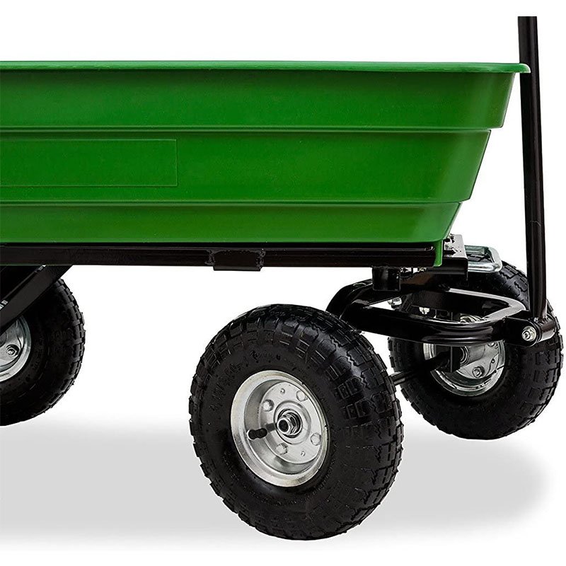 75 Litre Large Garden Cart Heavy Duty 4 Wheel Trolley Dump Wheelbarrow Tipping Truck Trailer-TC2145
